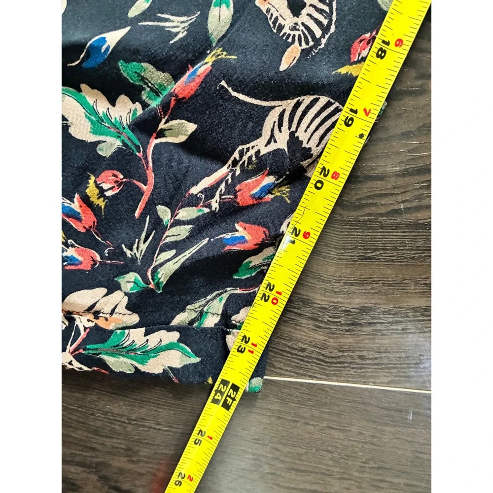Zara Trafaluc Zebra Tropical Print Tapered Pants‎ Orange Piping Black Small